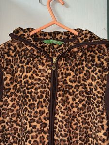 Leopard Print Zip-Up Hoodie