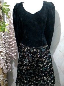 Beautiful Winter Velvet Dress Large Size