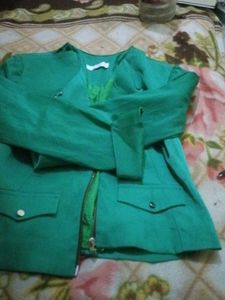 Green Cropped Biker Jacket