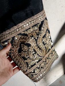 Elegant Black &amp; Gold Embroidered Suit