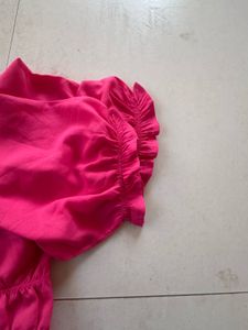 Pink Ruffle Sleeve Crop Top