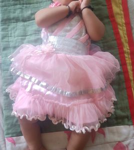 Beby pink frock for 12 months girl