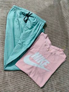 comfy nike t shirt & pyjama Co Ord set