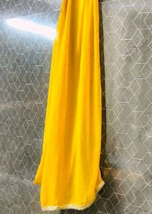 Yellow Haldi Special Gown With Dupatta
