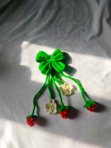 Crocheted Strawberry Bow