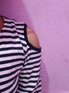 Striped Cold Shoulder Top