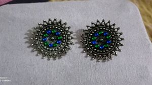 Oxidised Silver Earing And Ring Set