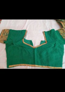 Green &amp; Gold Embroidered Saree