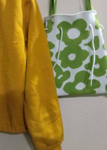 Mustard Hoodie with White Stripes