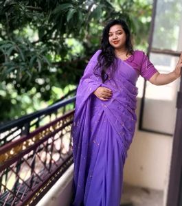 Purple Floral Saree