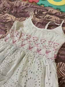 White &amp; Pink  Cotton Dress