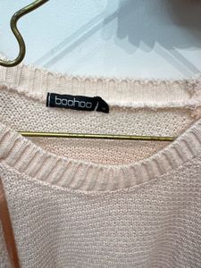 Pastel Pink Pullover With Cut Out Sleeves