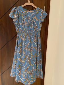 Blue Mini Women Western Frock