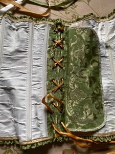 💚🌿 Elegant Sage Green Brocade Corset