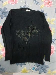Elegant Black Embellished Sweater