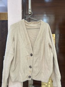 Cream Fuzzy Cardigan