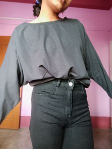 oversized crop long sleeve gym top