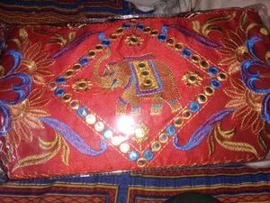 Womens Red With Golden Hand Bag.