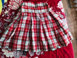 Red Plaid Pleated Skirt