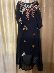 Black Embroided Kurti Lehnga Set