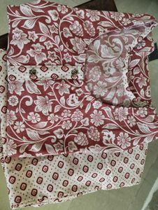 Maroon Floral🌸 Printed Kurta with Pants | Cotton