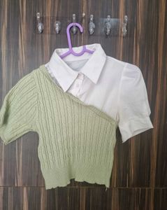 Sage Green Knit Layered Top