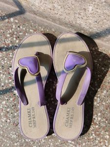 Cute Purple Heart Thong Sandals