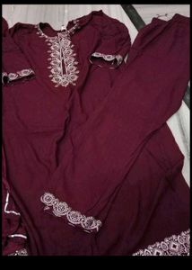 Maroon Embroidered Kurta Set