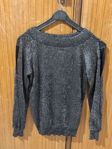 Sparkly Silver Knit Top