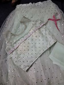 Sparkling Lehenga Choli Set Pista Green