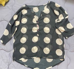 Beneton Polka Dots Sheer Chiffon Top large