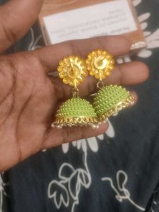 Green Jhumka Earrings