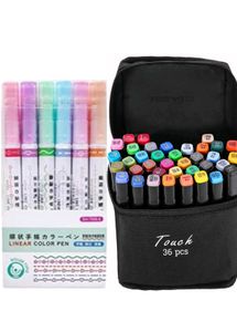 36 Colors Double Tip Marker Set & 6 Pcs Design Pen