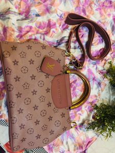 LV Inspired Pink Satchel