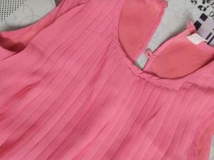 Carrot Red / Peach Pink Cutesy Ruffle Dress