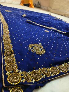 Beautiful 😍 Blue Colour Saree With Blouse 🔥