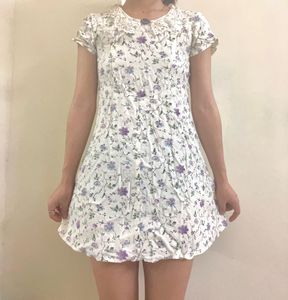 Floral Dress with Lace Collar