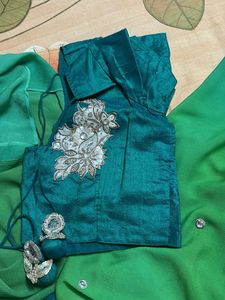 Pure Crape Green Embroidered Saree