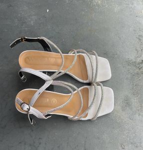 White Silk Heel For Women