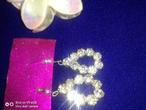 Sparkly Silver Heart Dangle Earrings
