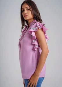 Stylish Ruffled Sleeve Top