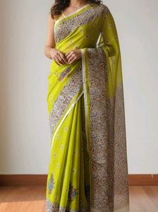 Elegant Green Printed Saree