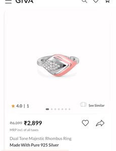 Giva 925 Real Silver Dual Majestic Ring