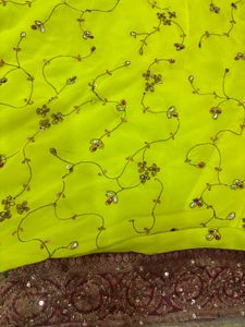 Yellow Embroidered Saree