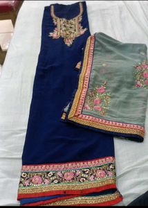 Elegant Navy Blue Embroidered Salwar Kameez
