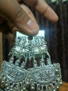 Silver Jhumka Earrings Set