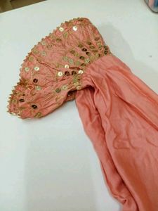 Peach Embellished Kurta And Palazzo