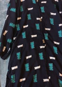 Navy Blue U Neck Kurti