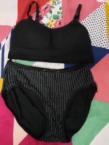 Black Wireless Bra And Panty