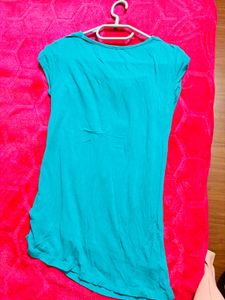 Blue Cowl Neck Top